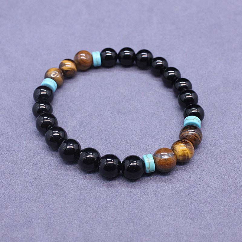 Buddha Stones Tibetan Black Onyx Peaceful Mala Set Mala Bracelet BS 4