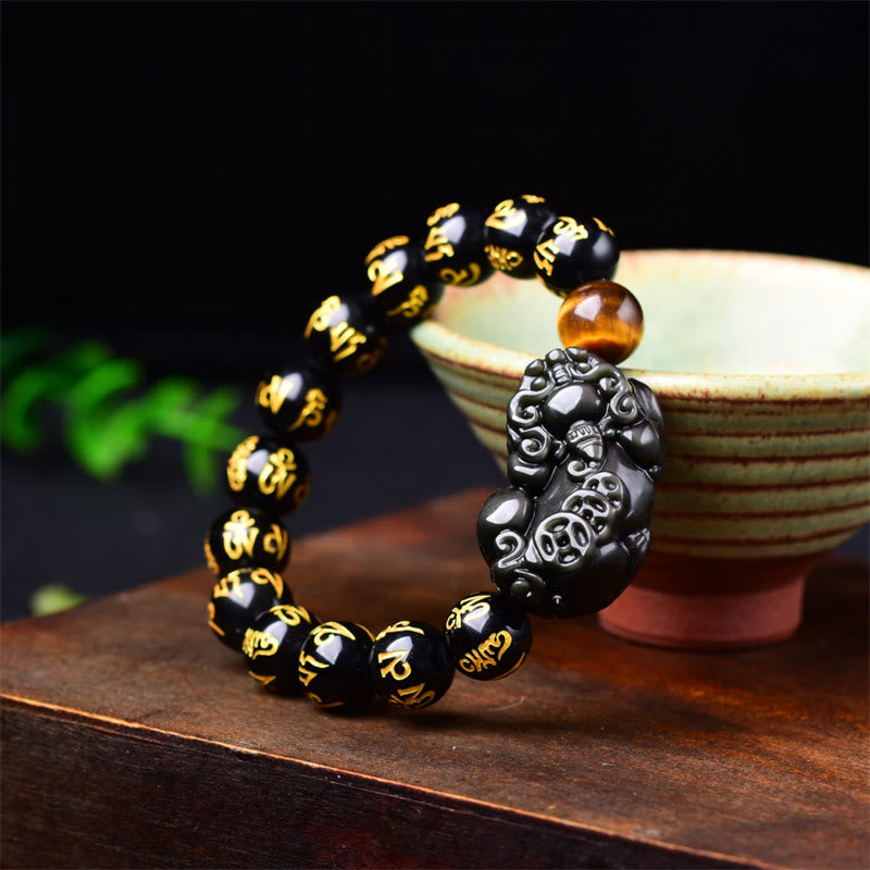 Buddha Stones FengShui PiXiu Obsidian Wealth Bracelet Bracelet BS 2