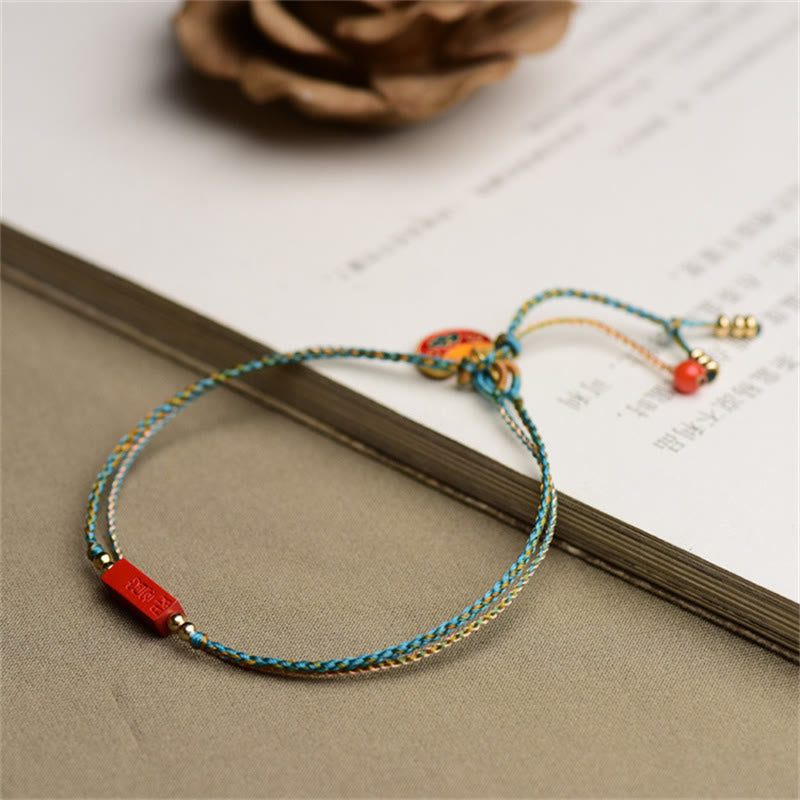 Buddha Stones Handmade Cinnabar As One Wishes Blessing Braid Double Layer Bracelet Bracelet BS 5