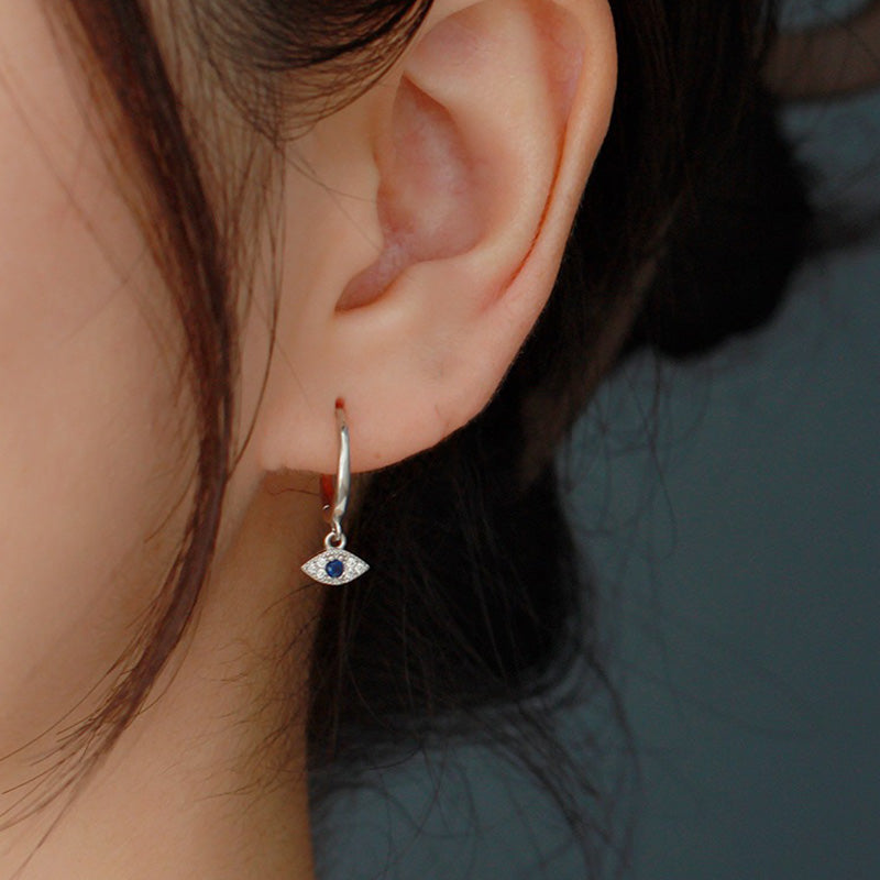 Buddha Stones 925 Sterling Silver Evil Eye Blessing Protection Stud Earrings Earrings BS 6