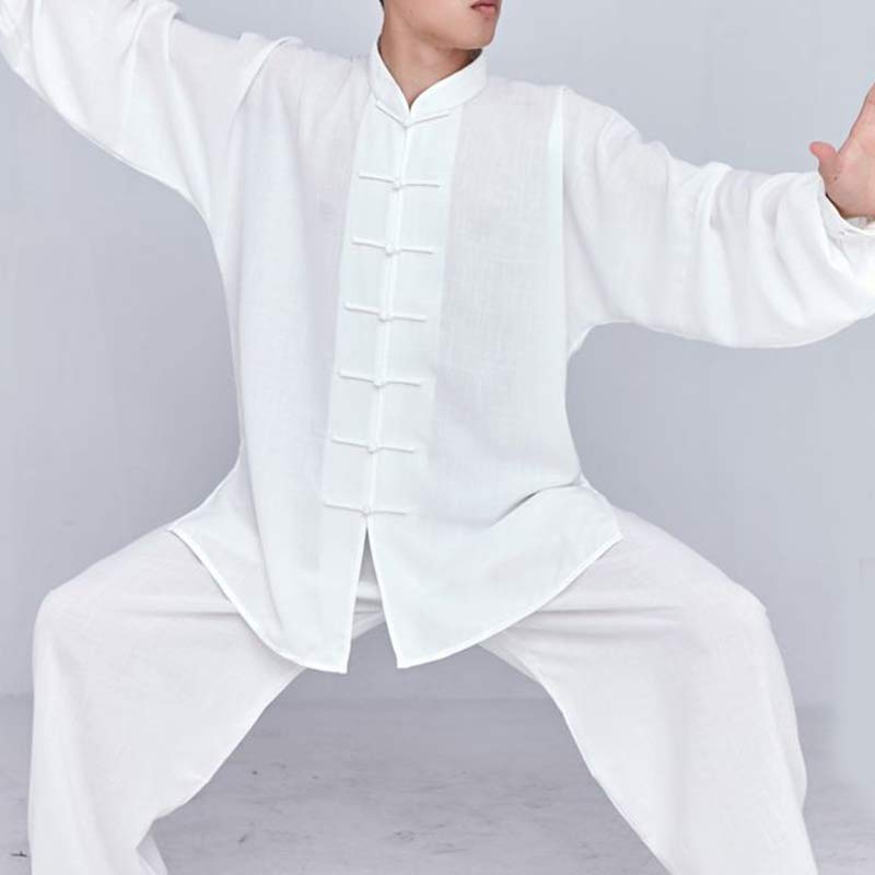 Buddha Stones Meditation Zen Prayer Spiritual Tai Chi Qigong Practice Unisex Embroidery Clothing Set - White Long Sleeve - US14,UK/AU18,EU46 (3XL) - image 2