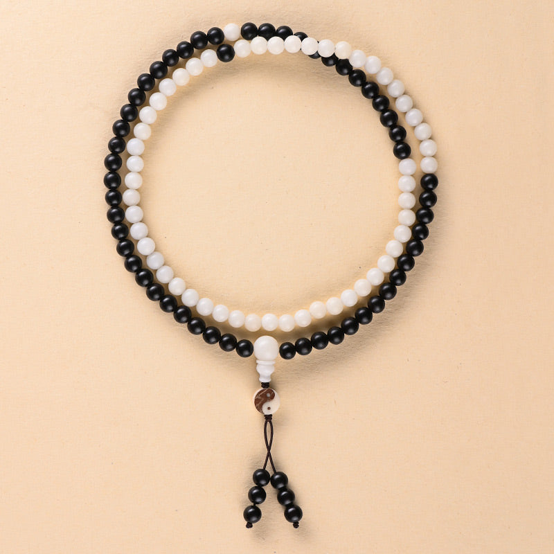 Collier mala de protection YinYang en ébène Foviel