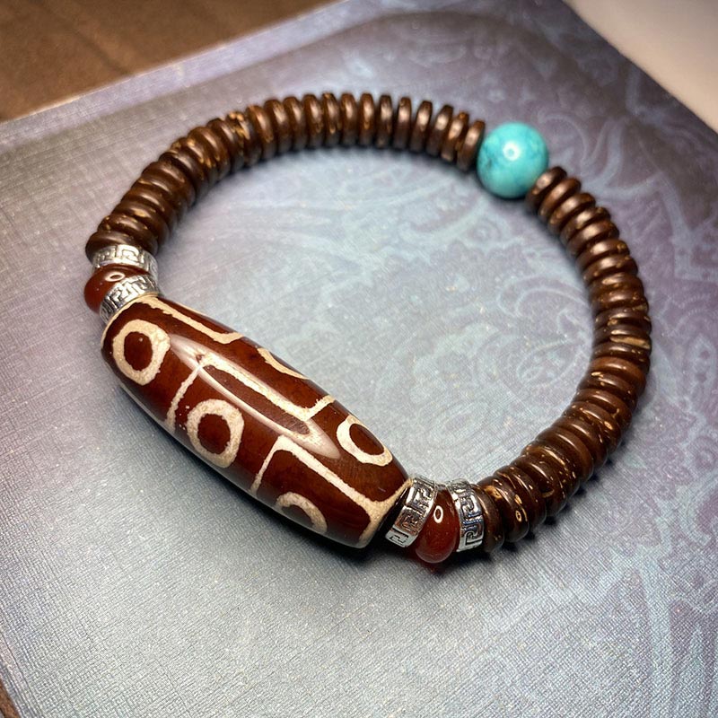 Buddha Stones Tibetan Nine-Eye Dzi Bead Wealth Bracelet Bracelet BS Red