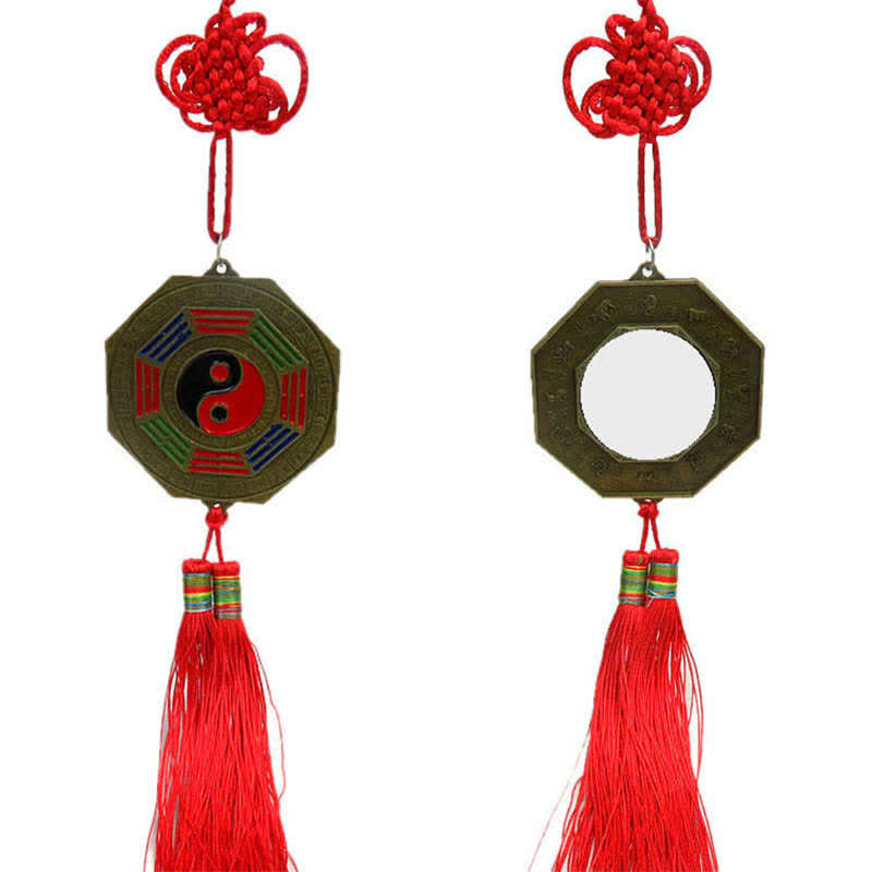 Buddha Stones Feng Shui Bagua Map Chinese Knotting Harmony Energy Map Mirror Bagua Map BS 7.5CM Bagua Map