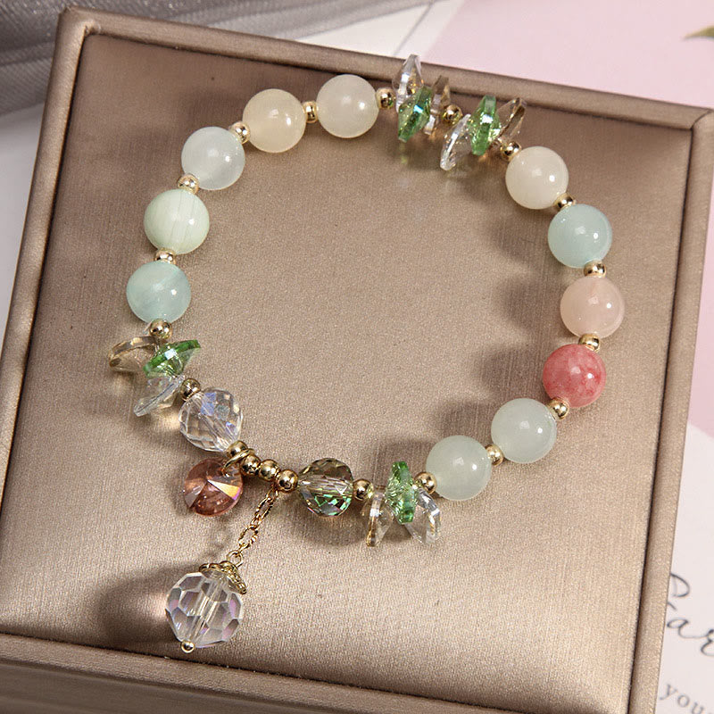 Buddha Stones Cat's Eye Pink Crystal Peace Charm Bracelet Bracelet BS 6