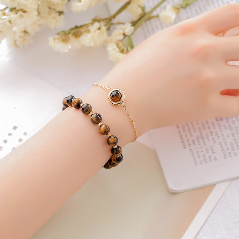 Buddha Stones Sun Stone Strawberry Quartz Crystal Positive Bracelet Bracelet BS Tiger Eye