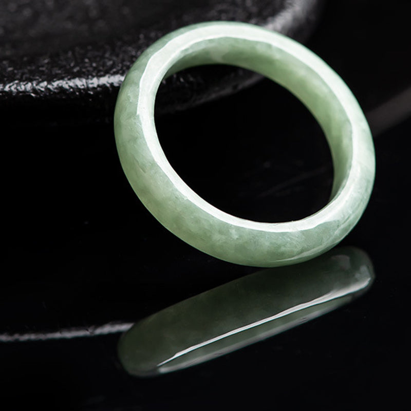 Buddha Stones Natural Jade Prosperity Abundance Ring Ring BS 3