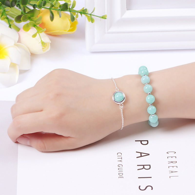 Buddha Stones Sun Stone Strawberry Quartz Crystal Positive Bracelet Bracelet BS Amazonite