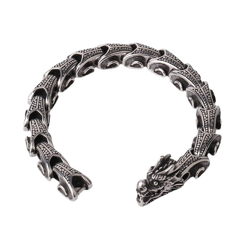 Buddha Stones Dragon Titanium Steel Luck Bracelet Bangle Bracelet Bangle BS 5