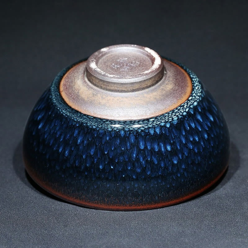 Buddha Stones Handmade Blue Francolinus Spot Chinese Jianzhan Ceramic Teacup Kung Fu Tea Cup Bowl Jian Zhan Tea Cup BS 3