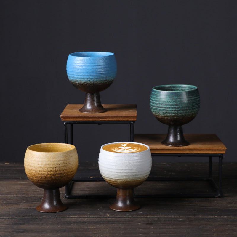 Buddha Stones Small Capacity Goblet Design Ceramic Wine Coffee Mug Tea Coffee Cup 170ml Coffee Mug BS main