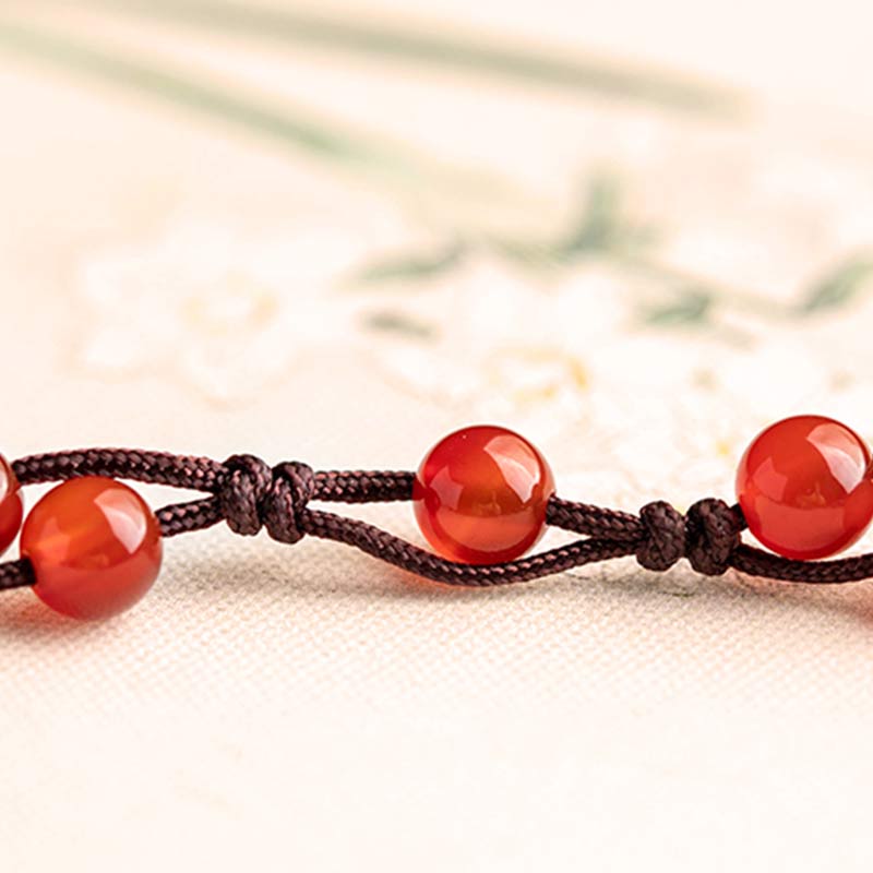 Bracelet calme Foviel en agate rouge, agate mousse et cinabre