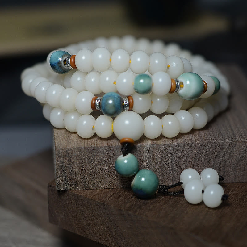 Buddha Stones 108 Mala Beads Bodhi Seed Keep Away Evil Spirits Calm Bracelet Mala Bracelet BS 9