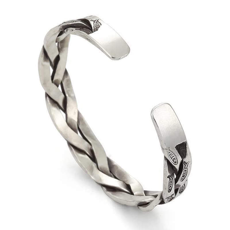 Buddha Stones Koi Fish Twisted Design Luck Wealth Cuff Bracelet Bangle Bracelet Bangle BS 2