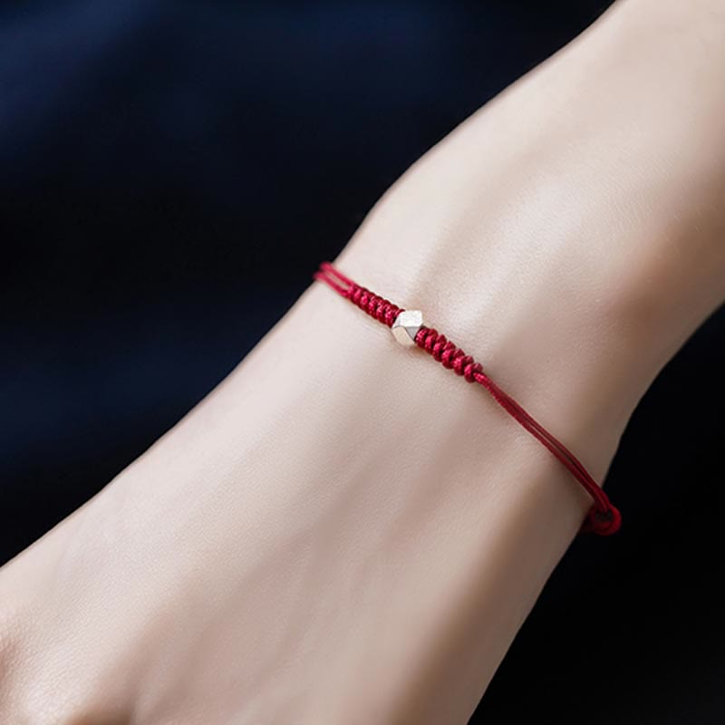 Buddha Stones 925 Sterling Silver Luck Bead Protection Red String Braided Bracelet Bracelet BS 7