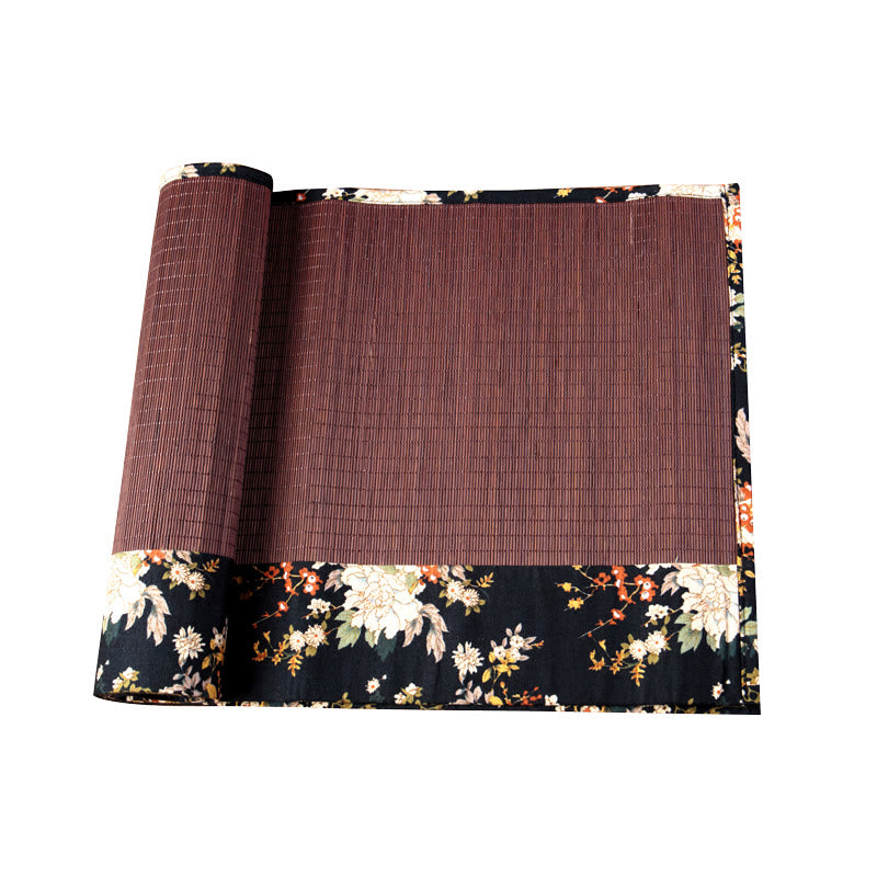 Buddha Stones Vintage Peony Flower Blossom Bamboo Cup Mat Pad Tea Cup Coaster Kung Fu Tea Mat Tea Mat BS 13