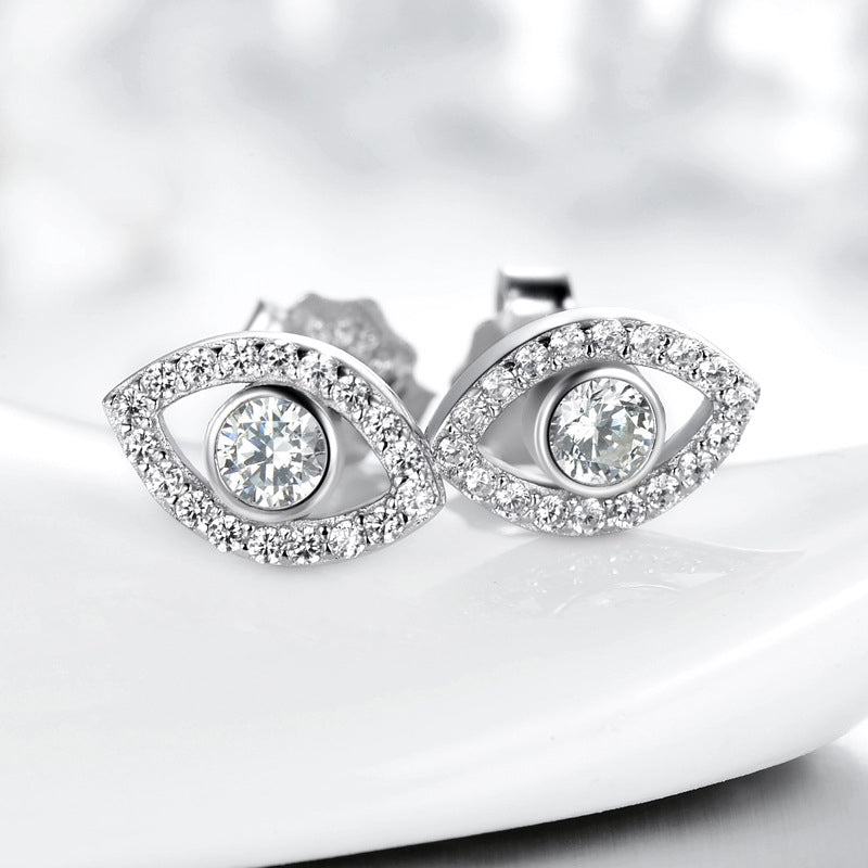 Foviel 925 Sterling Silver Evil Eye Symbol Protection Stud Earrings