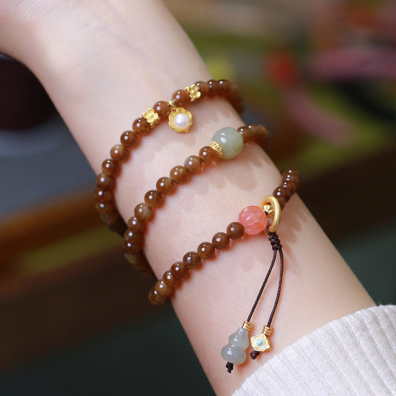 Buddha Stones Jade Butterfly Gourd Prosperity Luck Bracelet Necklace Bracelet BS 8