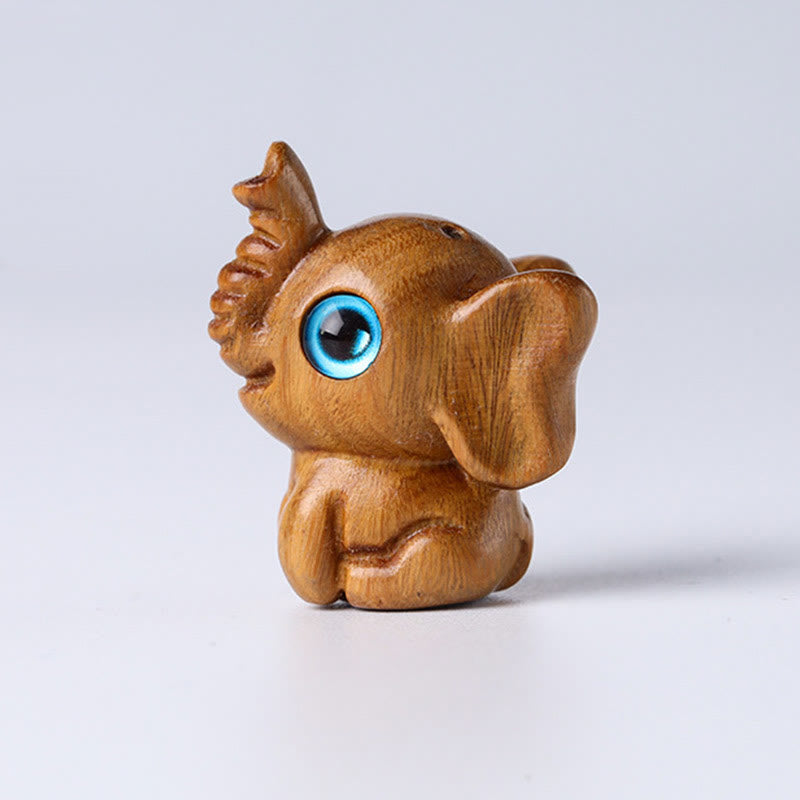 Foviel Sandalwood Small Leaf Red Sandalwood Green Sandalwood Lucky Mini Elephant Carved Protection Decoration