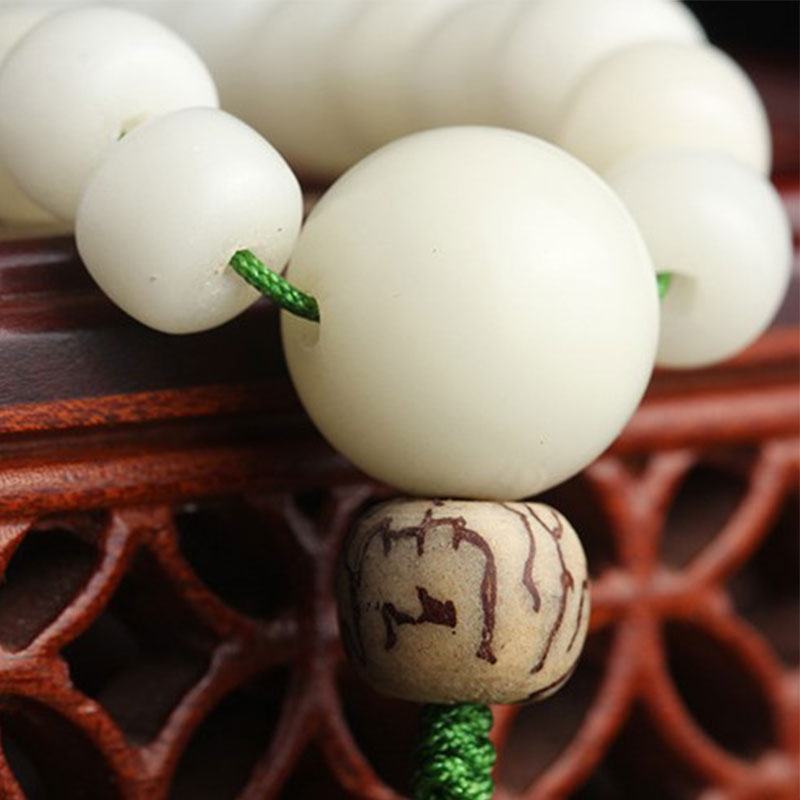 Buddha Stones White Jade Bodhi Lotus Mala Harmony Necklace Bracelet Bracelet BS 10