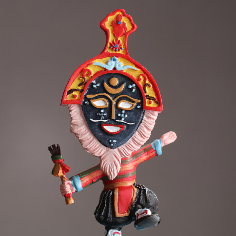 Buddha Stones Tibetan Opera Face Mask Puppet Home Office Car Decoration Ornament Desk Decoration BS 8