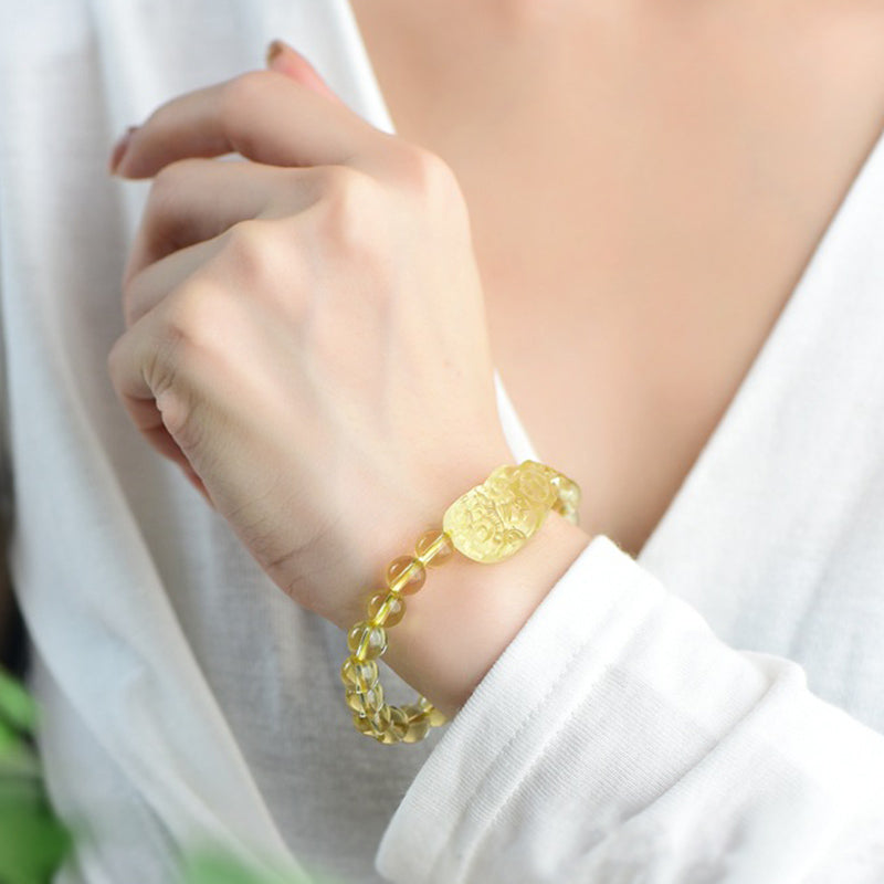 Bracelet de richesse PiXiu en citrine Feng Shui Foviel