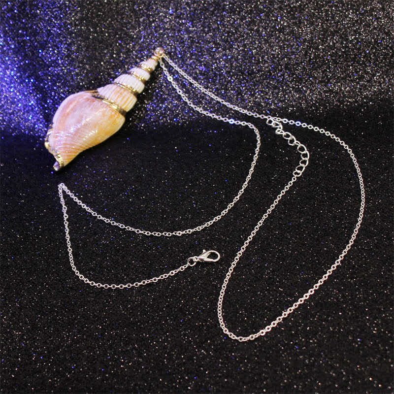 Buddha Stones Natural Shankha Conch Shell Seashell Lucky Necklace Pendant Necklaces & Pendants BS 14