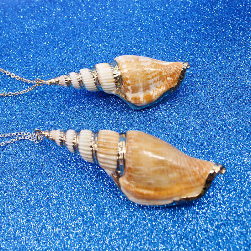 Buddha Stones Natural Shankha Conch Shell Seashell Lucky Necklace Pendant Necklaces & Pendants BS 17