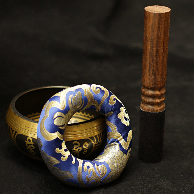 Buddha Stones Tibetan Meditation Sound Bowl Handcrafted for Healing and Mindfulness Support Protection Singing Bowl Set Singing Bowl BS 8
