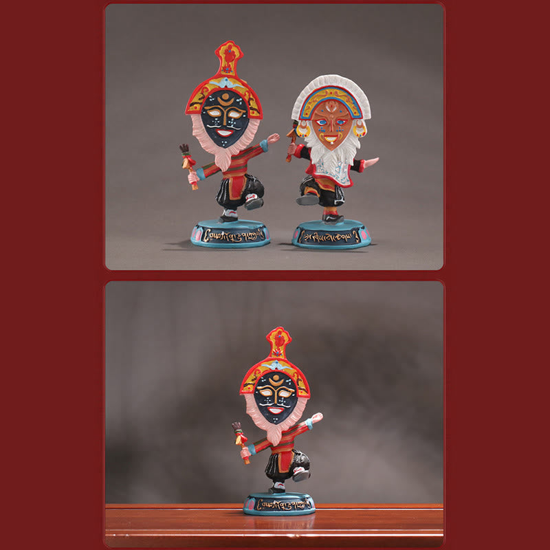 Buddha Stones Tibetan Opera Face Mask Puppet Home Office Car Decoration Ornament Desk Decoration BS 5