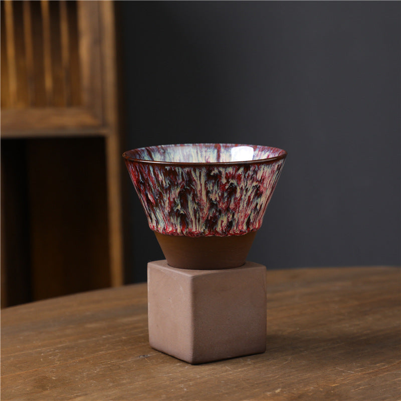 Buddha Stones Retro Kiln Change Ceramic Coffee Mug Tea Latte Espresso Coffee Cup With Base 200ml Coffee Mug BS Kiln Change Colorful 9.3cm*9.5cm*200ml