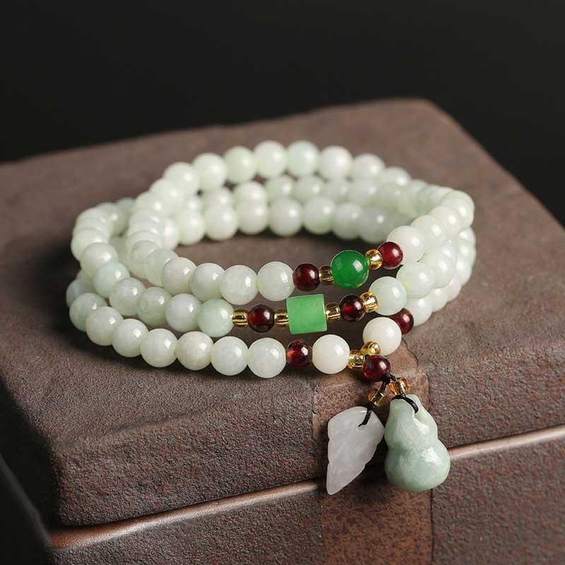 Bracelet Foviel en jade naturel représentant un Pixiu et une gourde, symbole d'abondance — image 2