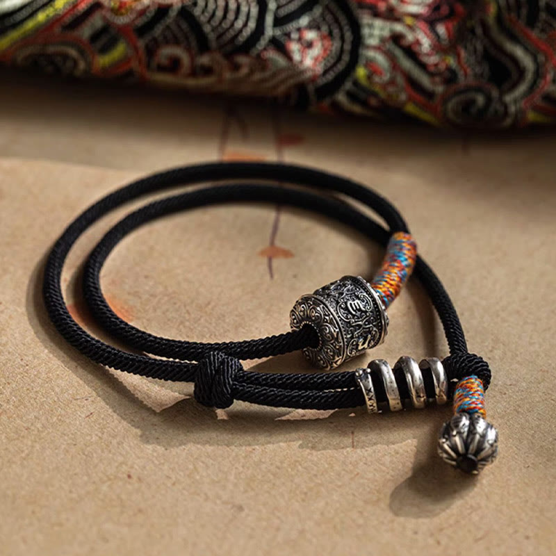 Buddha Stones Tibetan Om Mani Padme Hum Carved Amulet Double Wrap Bracelet Bracelet BS 2