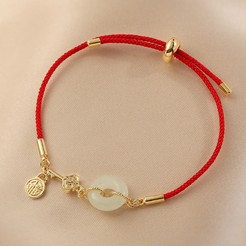 Buddha Stones "Wishing You Peace and Protection" Jade Red Rope Bracelet Includes Gift Message Card - image 15