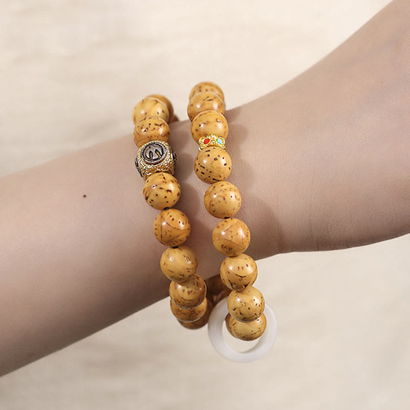 Buddha Stones Tibetan Natural Purple Gold Rat Bodhi Seed Wealth Double Wrap Bracelet Bracelet BS 10