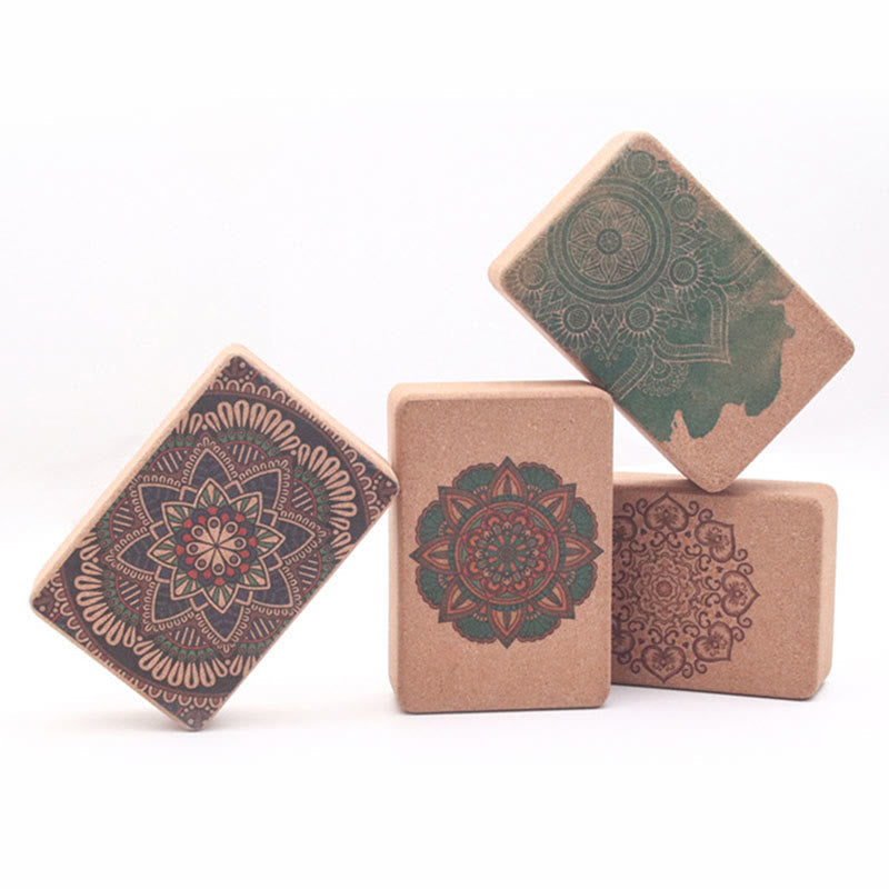 Buddha Stones Tibetan Mandala Mindful Yoga Cork Block Yoga Cork Block buddhastoneshop 2