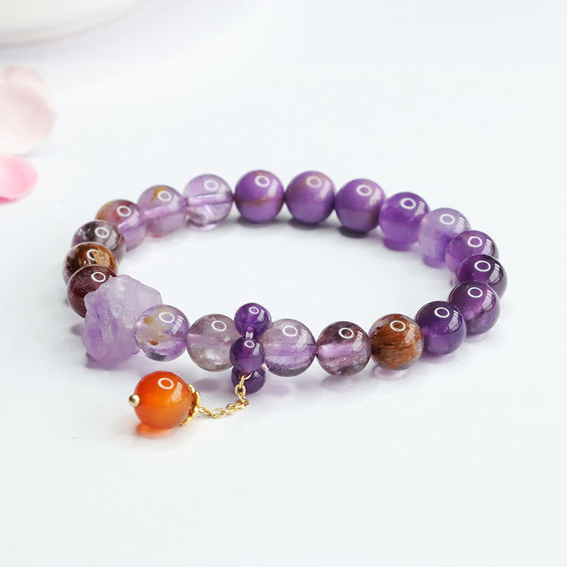 Buddha Stones Natural Amethyst Purple Phantom Gemstone Spiritual Awareness Bracelet Bracelet BS 2