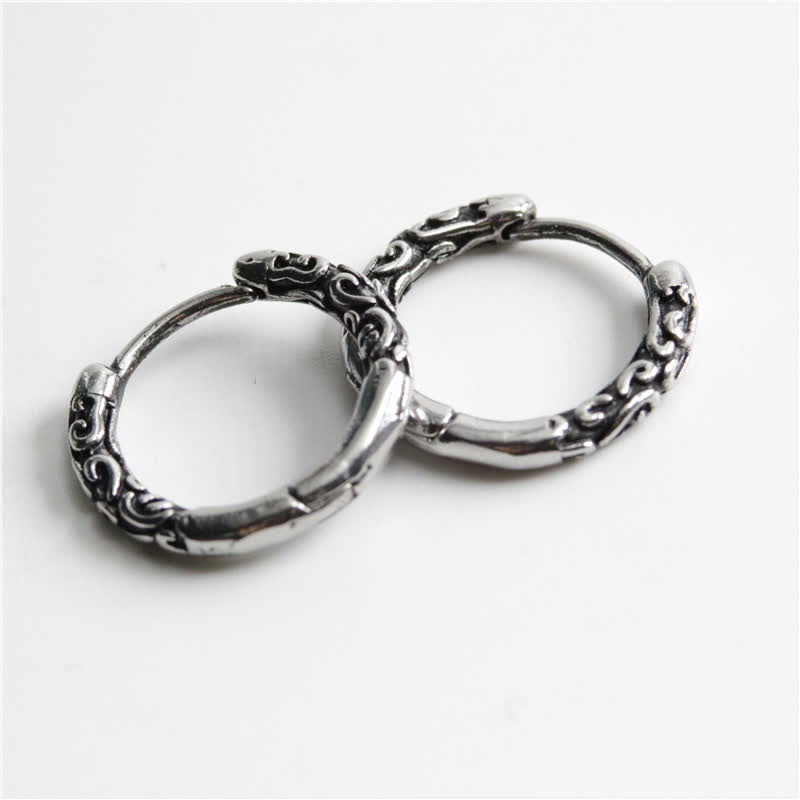 Buddha Stones Viking Celtic Hoop Titanium Steel Balance Earrings Earrings BS 2