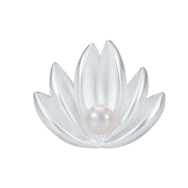 Buddha Stones 925 Sterling Silver Lotus Flower Pearl New Beginning Brooch Brooch BS 8