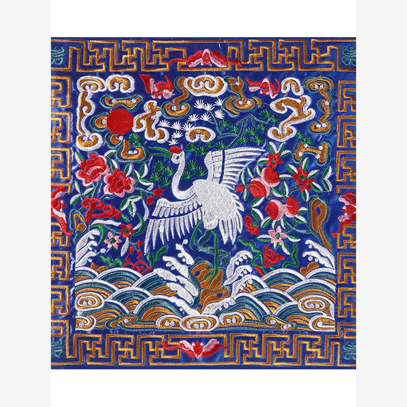 Buddha Stones Crane Phoenix Dragon Kirin Embroidered Cup Mat Pad Tea Cup Coaster Square Kung Fu Tea Mat Tea Mat BS 7