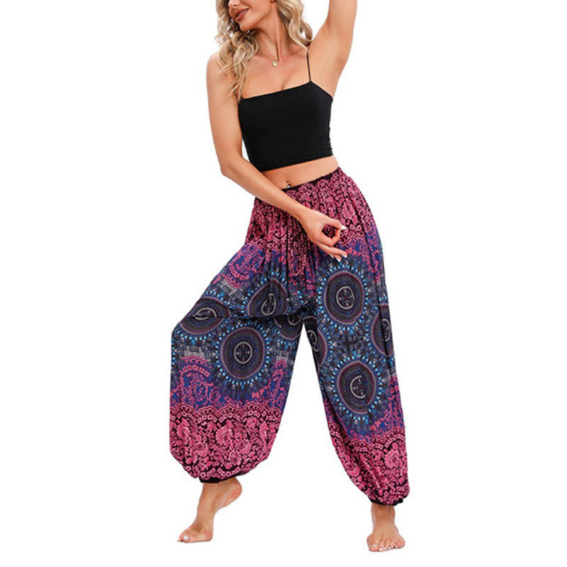Buddha Stones Casual Loose Compass Pattern Harem Trousers Women's Yoga Pants Women's Harem Pants BS 2