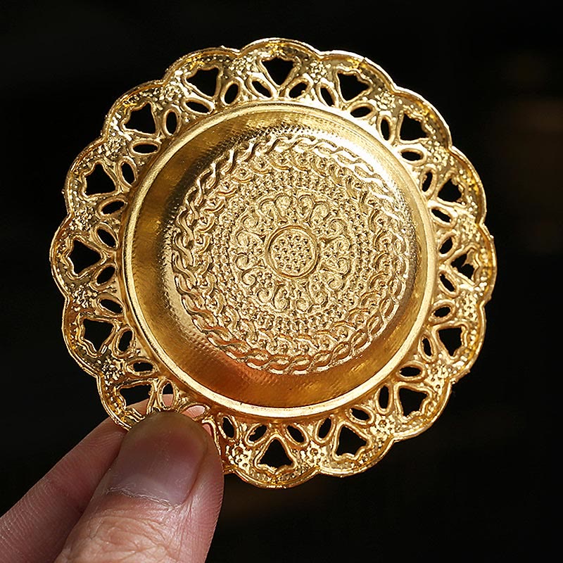Buddha Stones Gold Gourd Star Feather Spiritual Meditation Mini Alloy Metal Incense Burner Incense Burner BS 5