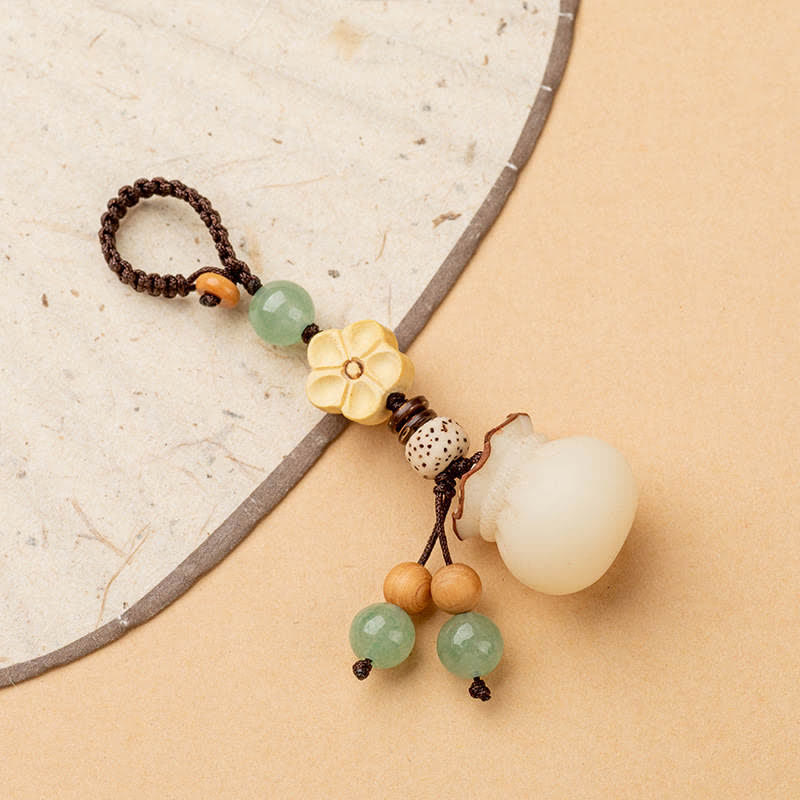 Buddha Stones Natural Bodhi Seed Money Bag Flower Blessing Prosperity Keychain Key Chain BS Money Bag