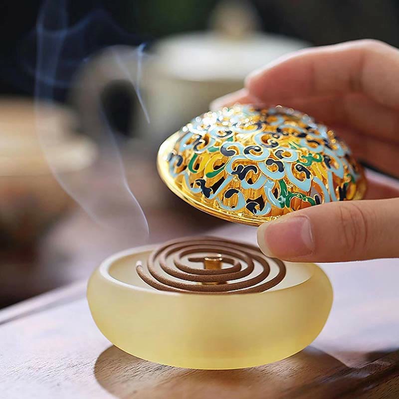 Buddha Stones Lotus Liuli Crystal Healing Meditation Incense Burner Incense Burner BS 9