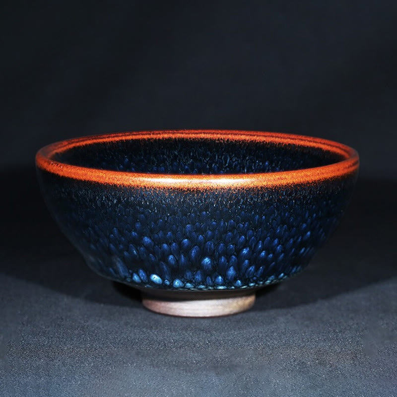 Buddha Stones Handmade Blue Francolinus Spot Chinese Jianzhan Ceramic Teacup Kung Fu Tea Cup Bowl Jian Zhan Tea Cup BS 2