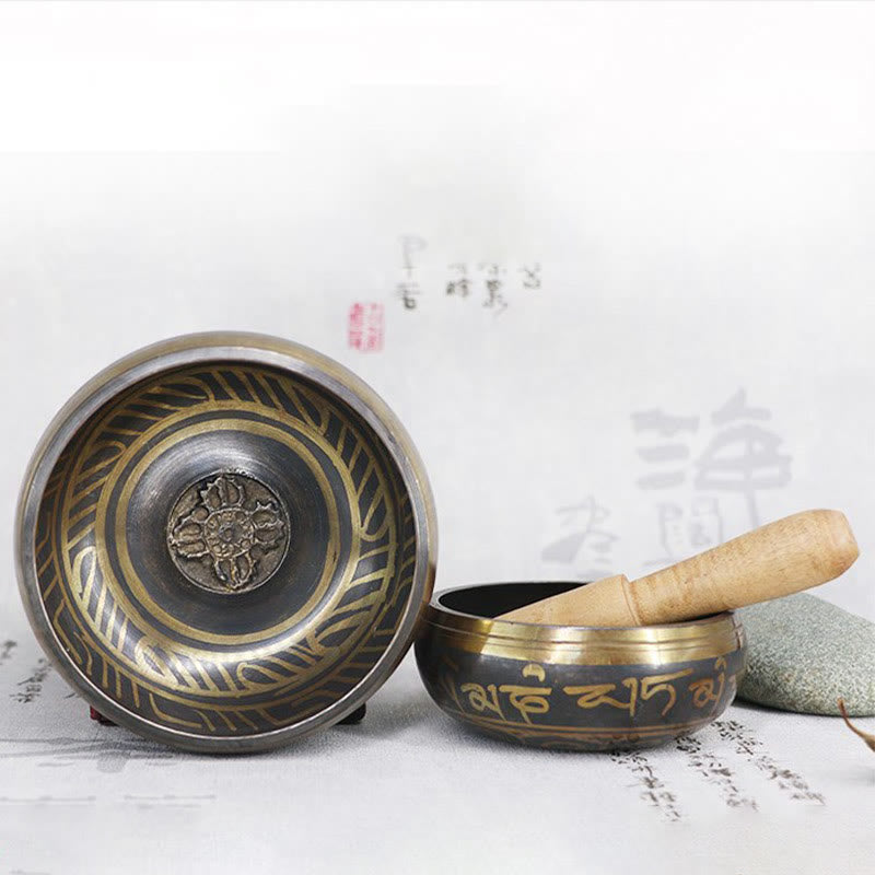 Buddha Stones Tibetan Meditation Bowl for Healing and Mindfulness Om Mani Padme Hum Singing Bowl - image 13