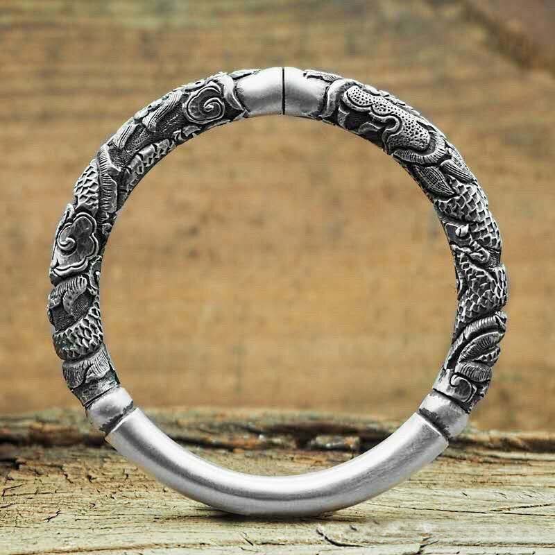Buddha Stones Dragon Auspicious Clouds Luck Protection Bracelet Adjustable Bangle Bracelet Bangle BS 7
