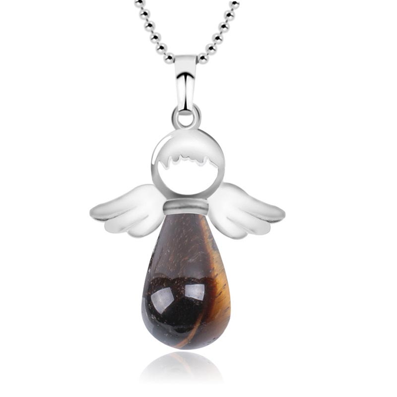 Buddha Stones Little Angel Wings Natural Crystal Luck Necklace Pendant - Tiger Eye - image 9