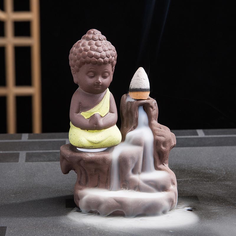Buddha Stones Backflow Smoke Fountain Ceramic Blessing Incense Burner Decoration Decorations Incense Burner BS 9