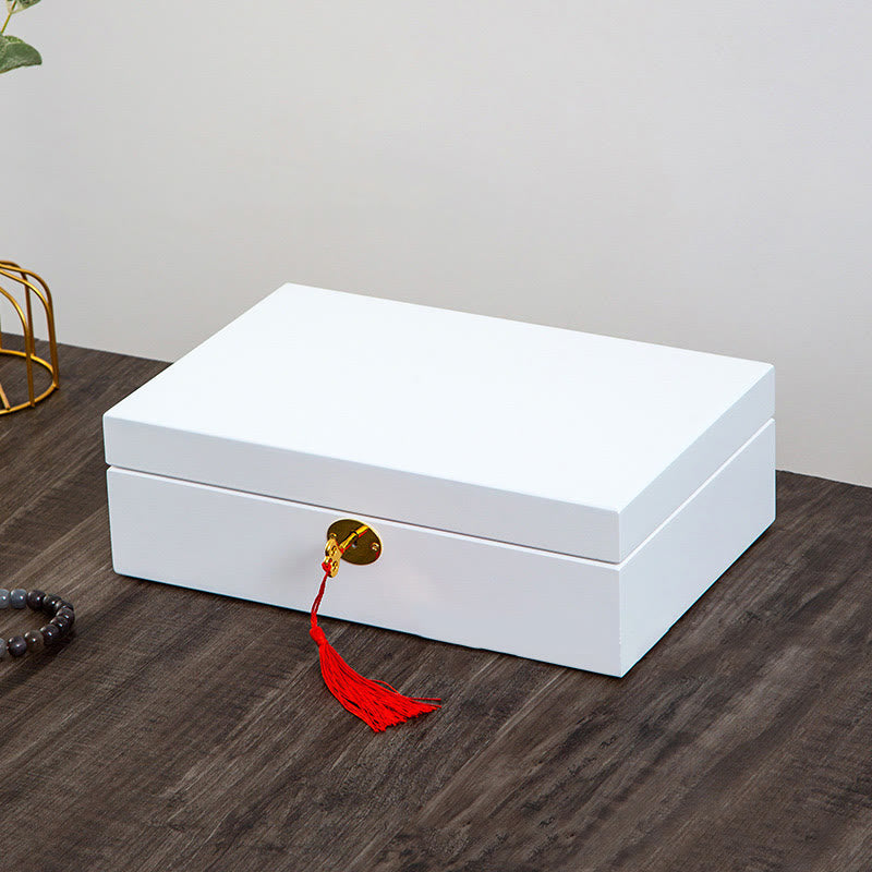 Buddha Stones Vintage Wooden Jewelry Box Two-Layer Solid Wood Jewelry Storage Box Jewelry Box BS 28